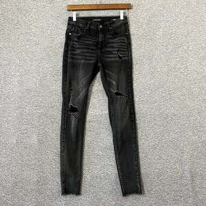 Vigoss Women's Size 25x29 Black Ace Skinny High Rise Distressed Denim Jeans
